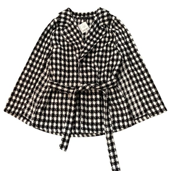 (New) HYFVE Houndstooth Cape Jacket Sz M Black & White 164A - Picture 7 of 10